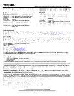 Preview for 2 page of Toshiba T115D-S1121 Specifications