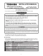 Preview for 1 page of Toshiba TCB-PCNT30TLE2 Installation Manual