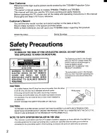 Preview for 2 page of Toshiba TP55E80 Owner'S Manual