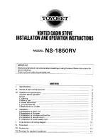 Toyoset NS-1850RV Installation And Operation Instructions Manual preview