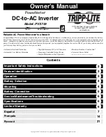 Tripp Lite PowerVerter PVX700 Owner'S Manual preview