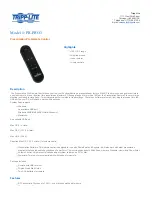 Tripp Lite PR-PRO3 Specification Sheet preview