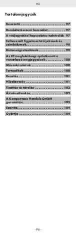 Preview for 98 page of Tronic 401253 2107 Operating Instructions And Safety Instructions