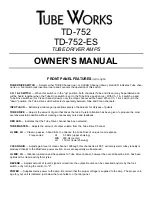 Preview for 1 page of Tube Works TD-752 Owner'S Manual