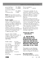 Preview for 9 page of ULTIMATE SPEED USKT 60 B2 Operation And Safety Notes