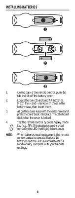 Preview for 8 page of Universal Electronics MTS 2150 User Manual