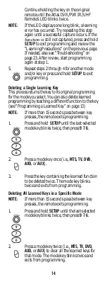 Preview for 14 page of Universal Electronics MTS 2150 User Manual