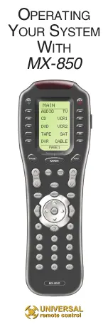 Universal Remote Control Aeros MX-850 Manual preview