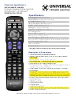 Universal Remote Control URC-A6 Features & Specifications  Manual preview