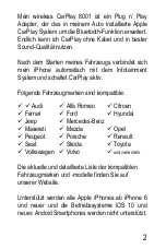 Preview for 2 page of USB-Nachruesten wireless CarPlay 8001 Manual