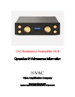 VAC Renaissance Mk II Operation & Maintenance Information preview