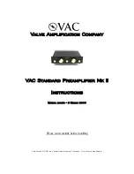 VAC Vintage Line Stage Mk II Instructions Manual preview