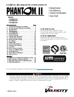 Velocity PHANTOM II PHTM2120H Installation, Operating And Service Instructions preview