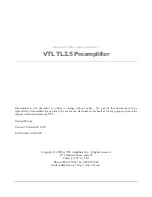 Preview for 2 page of VTL TL2.5 Owner'S Manual