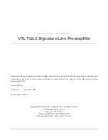 Preview for 2 page of VTL TL6.5 Owner'S Manual