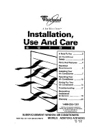 Whirlpool ACS072XG Installation, Use And Care Manual preview