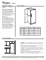 Preview for 1 page of Whirlpool EV250NXT Product Dimensions