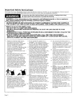 Preview for 2 page of Whirlpool FGP210V Use And Care Manual