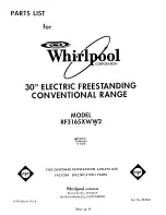 Preview for 1 page of Whirlpool RF3165XWW2 Parts List