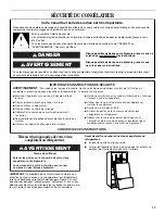 Preview for 17 page of Whirlpool UPRIGHT FREEZER Use & Care Manual