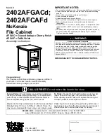 Preview for 1 page of Whittier Wood McKenzie 2402AFGACd Assembly Instructions