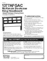 Preview for 1 page of Whittier Wood McKenzie Bookcase King Headboard Assembly Instructions