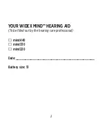 Preview for 2 page of Widex mind 220 Series User Instructions