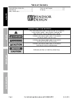 Preview for 2 page of Windsor Design 62603 Owner'S Manual & Safety Instructions