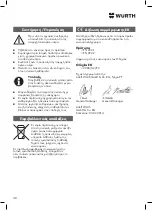 Preview for 40 page of Würth 0891 106 3 Translation Of The Original Operating Instructions