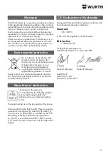 Preview for 21 page of Wurth Master 0864 500 Translation Of The Original Operating Instructions