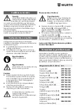 Preview for 122 page of Wurth Master 0864 500 Translation Of The Original Operating Instructions