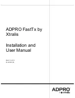 Xtralis ADPRO FastTx Installation And User Manual preview