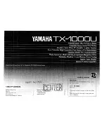 Yamaha TX-1000U Owner'S Manual preview