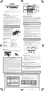 Preview for 2 page of Yamaha YT-240 Owner'S Manual