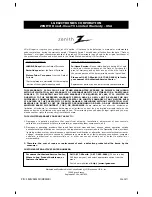 Preview for 32 page of Zenith C27F43 Installation And Operating Manual, Warranty