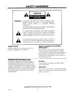 Preview for 2 page of Zenith SENTRY 2 SY2552 Operating Manual & Warranty