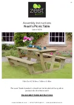 Preview for 1 page of Zest 4 Leisure Noah's Picnic Table 15215 Assembly Instructions