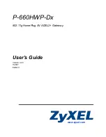 ZyXEL Communications 802.11g HomePlug AV ADSL2+ Gateway P-660HWP-Dx User Manual preview