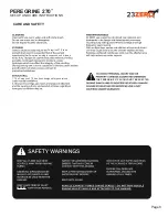 Preview for 5 page of 23zero PEREGRINE 270 Set-Up And Care Instructions