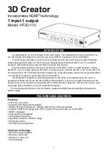 Preview for 1 page of 3D Creator HT3D-110 Quick Start Manual