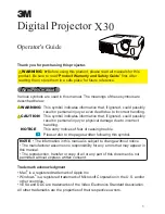 Предварительный просмотр 1 страницы 3M 78-9236-7714-6 - Digital Projector X30N XGA LCD Operator'S Manual