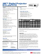 Preview for 2 page of 3M Digital Projector X15 Specification Sheet