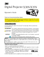 3M Digital Projector X30N Operator'S Manual preview