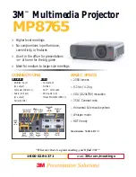 Preview for 1 page of 3M Multimedia Projector MP8765 Specification Sheet