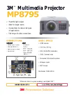 3M Multimedia Projector MP8795 Specification Sheet предпросмотр