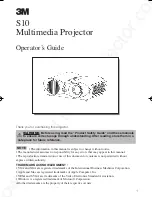 Preview for 2 page of 3M Multimedia Projector S10 Operator'S Manual