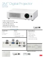 Предварительный просмотр 1 страницы 3M Multimedia Projector S15 Specifications