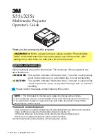 3M Multimedia Projector S55i Operator'S Manual preview