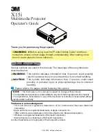 Preview for 1 page of 3M Multimedia Projector X15i Operator'S Manual