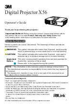 Preview for 1 page of 3M X56 Operator'S Manual